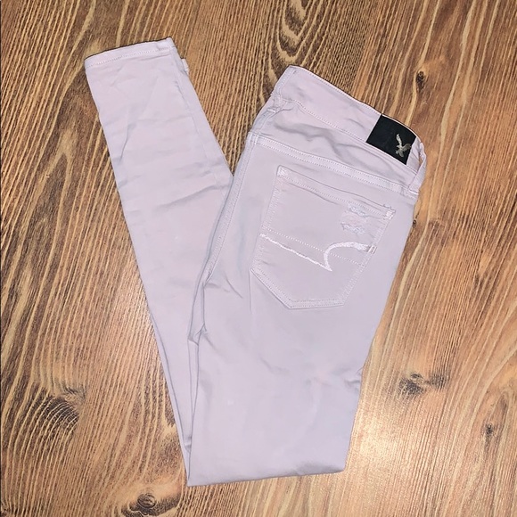 Light pink ripped American Eagle jeggings - Picture 1 of 4